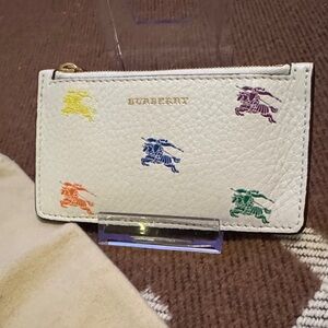 Burberry White Card Holder with Colorful Logo Accents